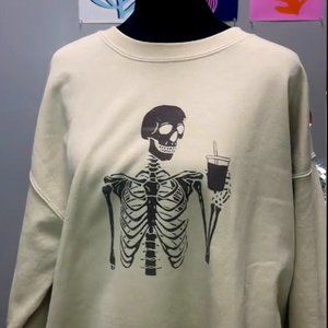 Skeleton Halloween Christmas Grey Unisex size M Sweater
